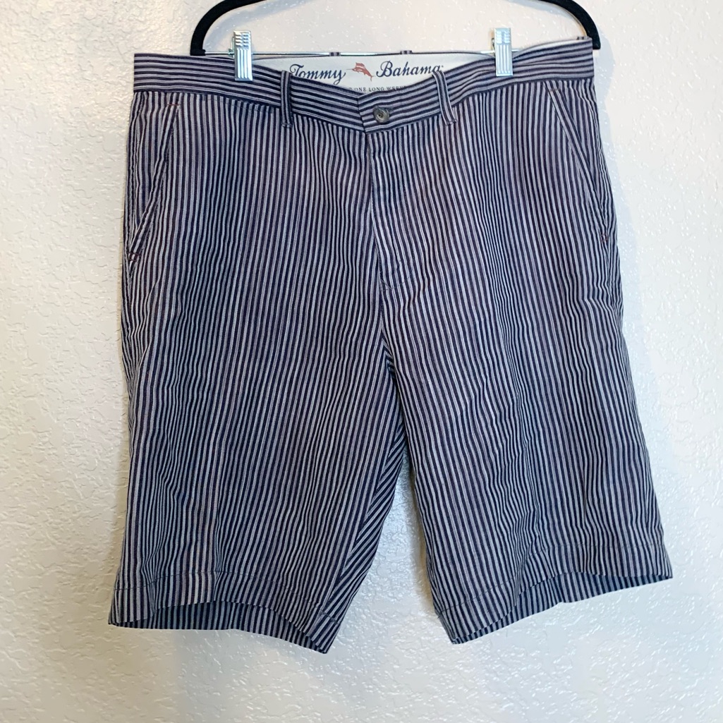 Tommy Bahama Mens 36" Waist 55% Linen Striped Shorts Vacation Resort Cruise